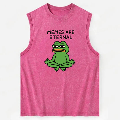 MEMES ARE ETERNAL | Immortal pepe meditating - Vintage Washed Tank - Pink