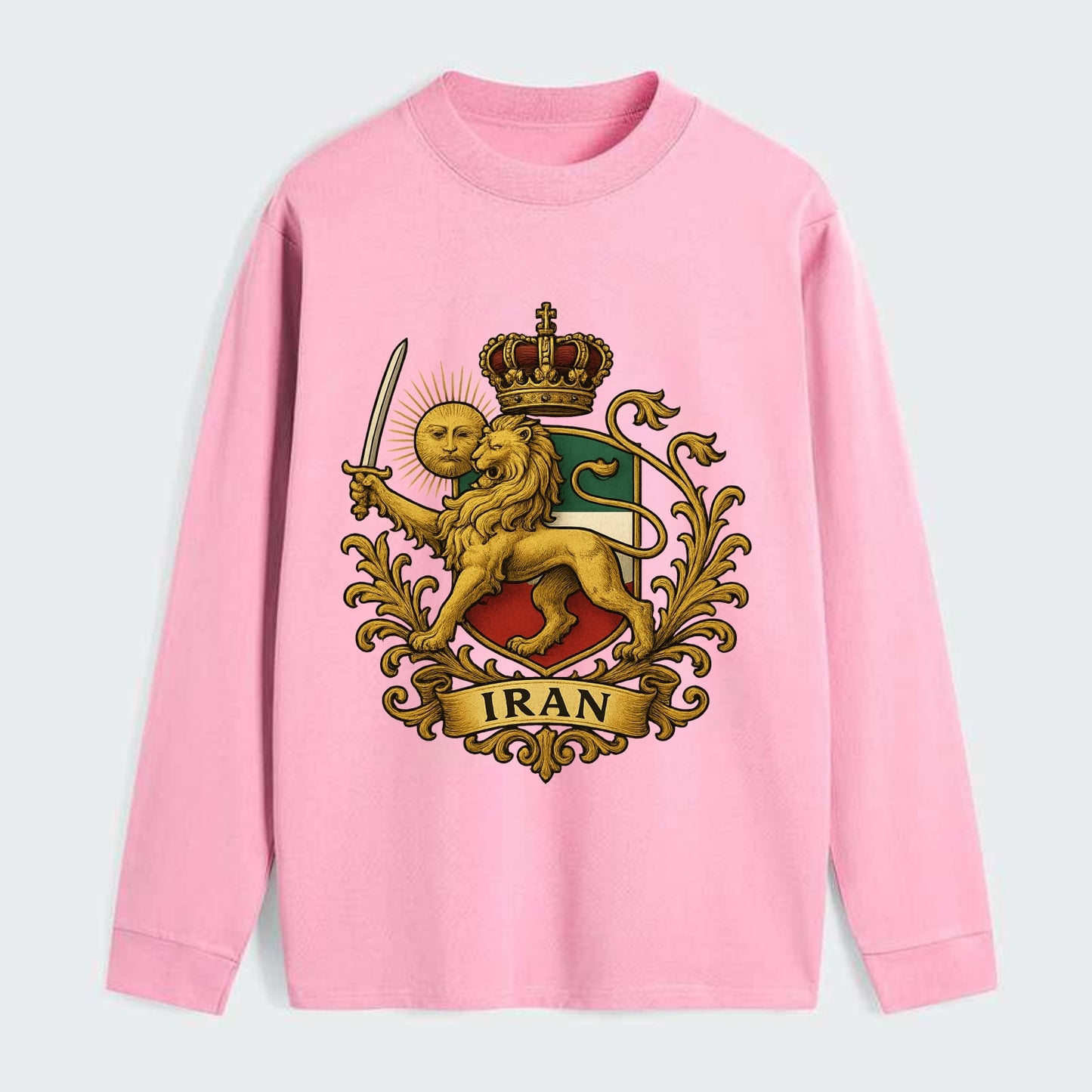 Royal Iran Coat Of Arms - Classic Long Sleeve Shirt - Pink