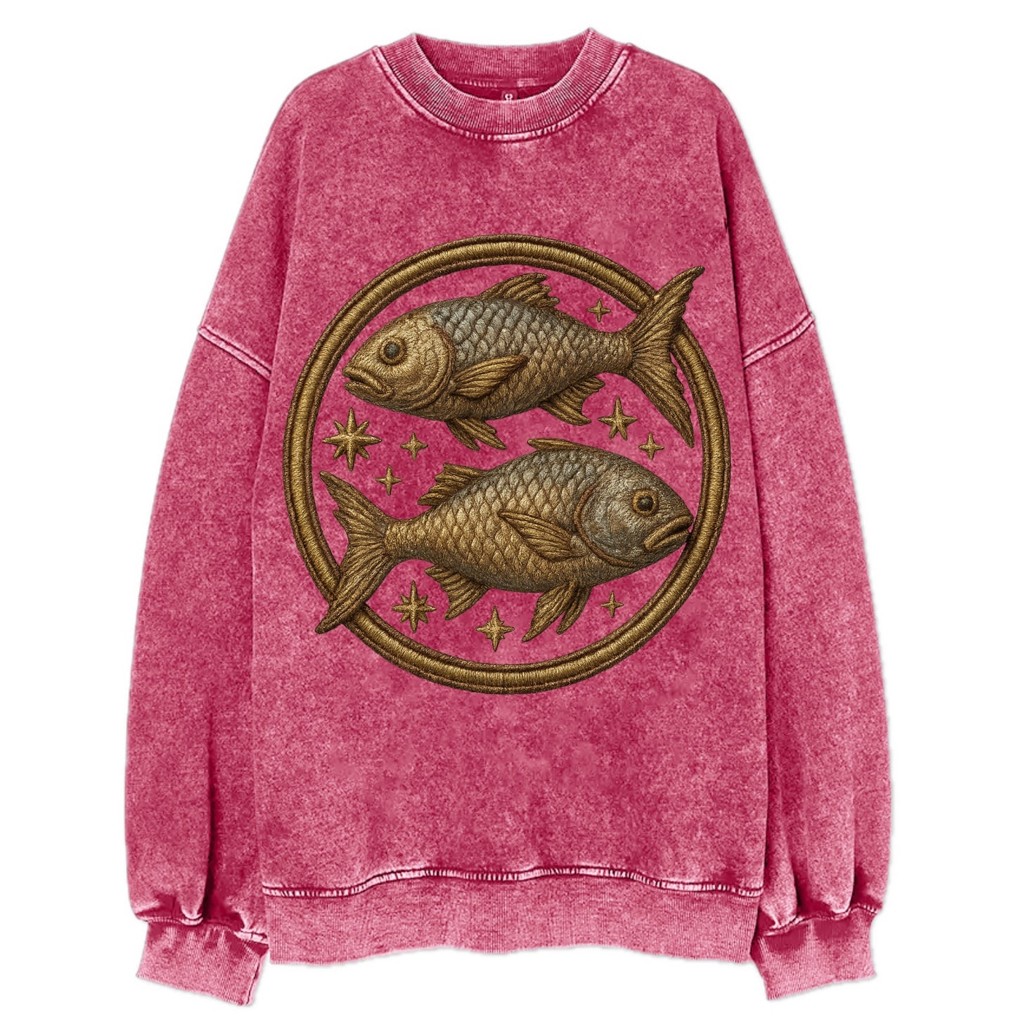 Pisces Fish  - Vintage Sweatshirt - Pink