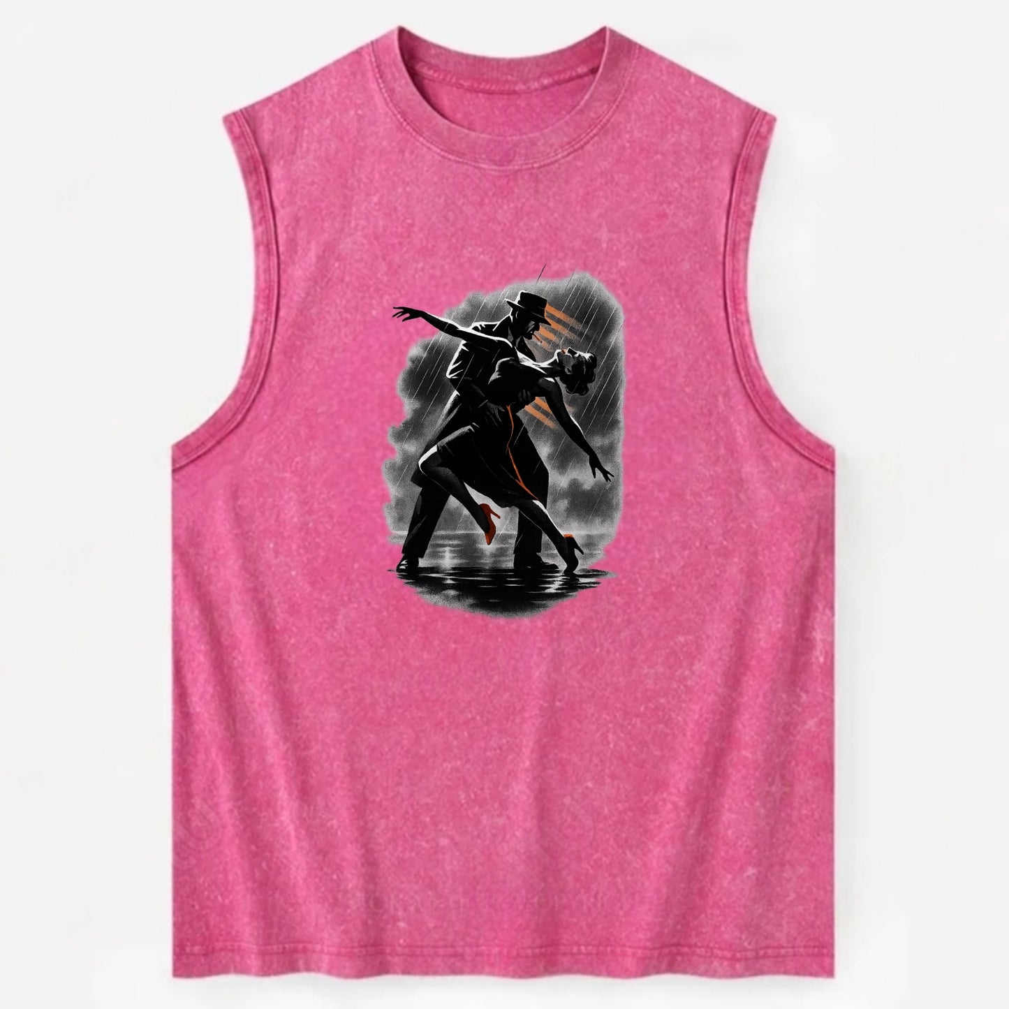 romantic dance pose with woman lifted in the air at lakeside - Vintage Washed Tank - Pink