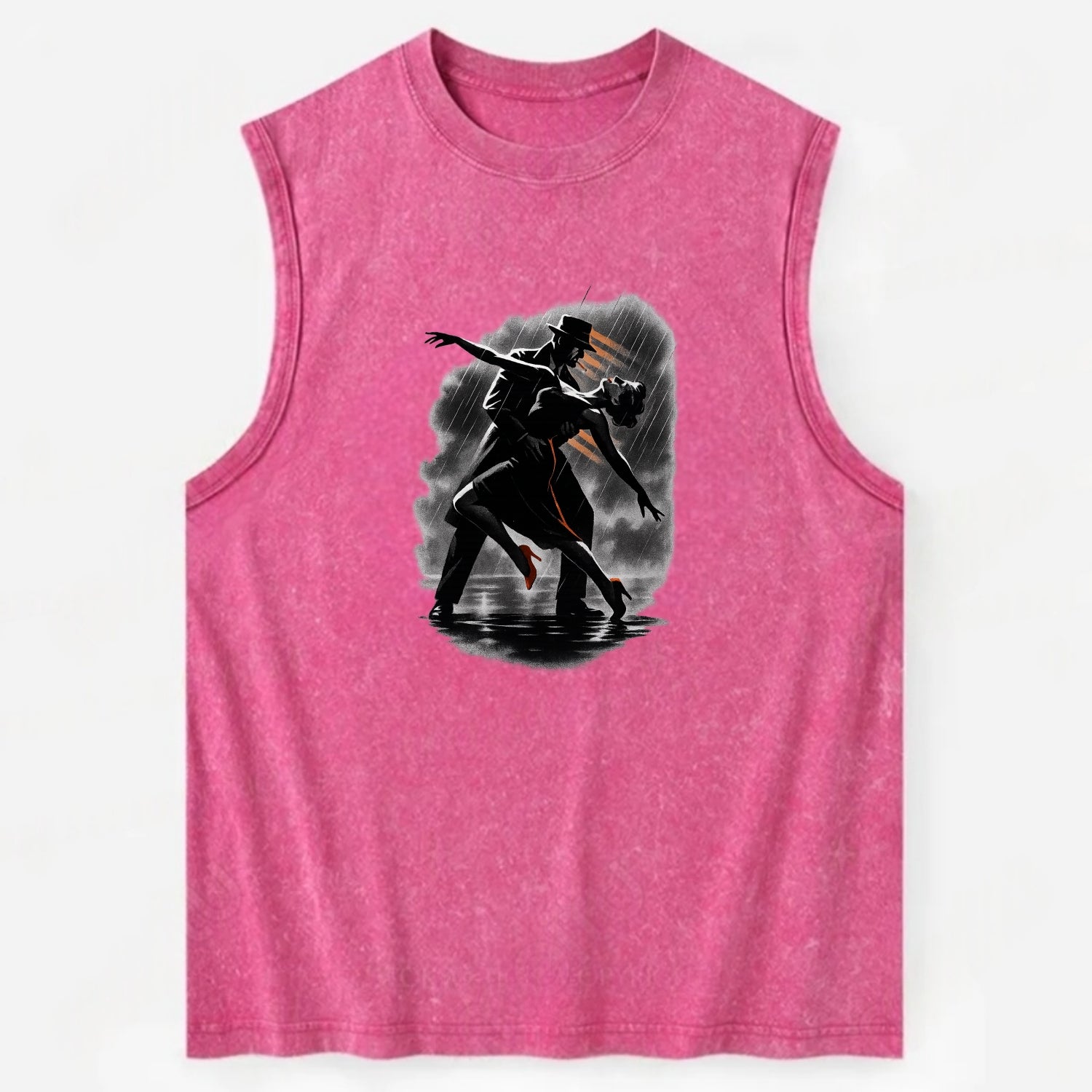 romantic dance pose with woman lifted in the air at lakeside - Vintage Washed Tank - Pink