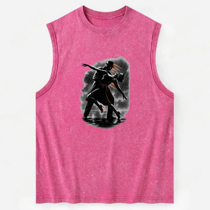 romantic dance pose with woman lifted in the air at lakeside - Vintage Washed Tank - Pink