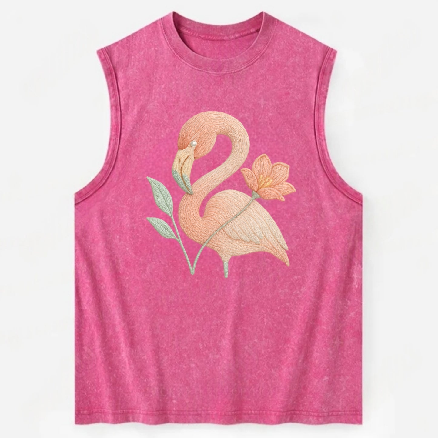 Peach Flamingo - Vintage Washed Tank - Pink