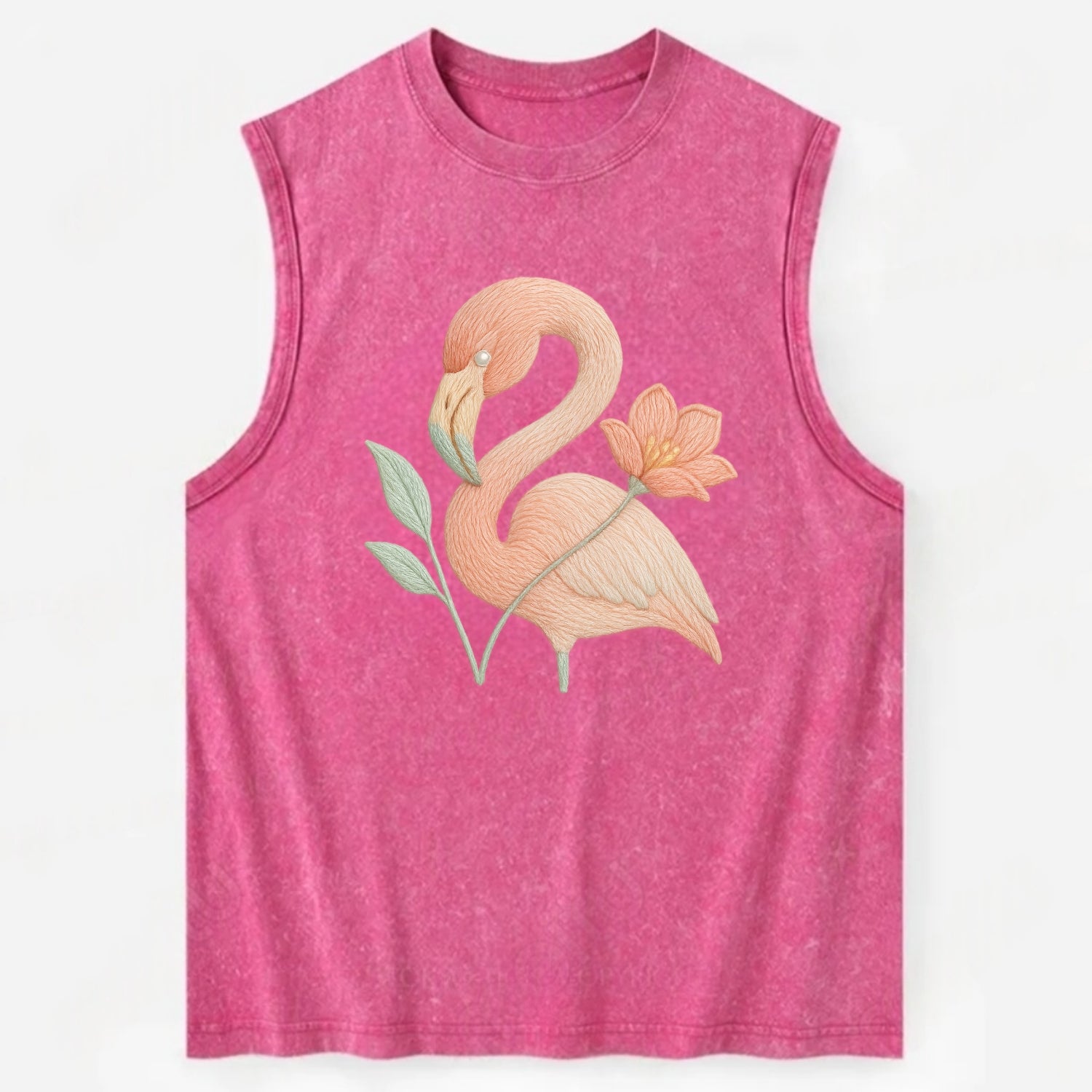 Peach Flamingo - Vintage Washed Tank - Pink