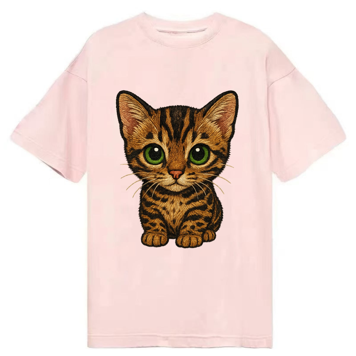 Baby Bengal Kitten - spotted/marbled wild coat, green eyes, athletic build, - Classic T-shirt - Pink