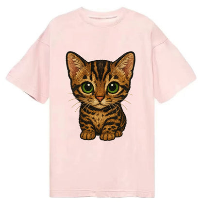 Baby Bengal Kitten - spotted/marbled wild coat, green eyes, athletic build, - Classic T-shirt - Pink