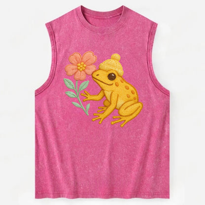 Yellow Dart Frog - Vintage Washed Tank - Pink