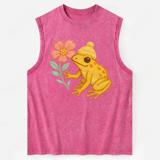Yellow Dart Frog - Vintage Washed Tank - Pink