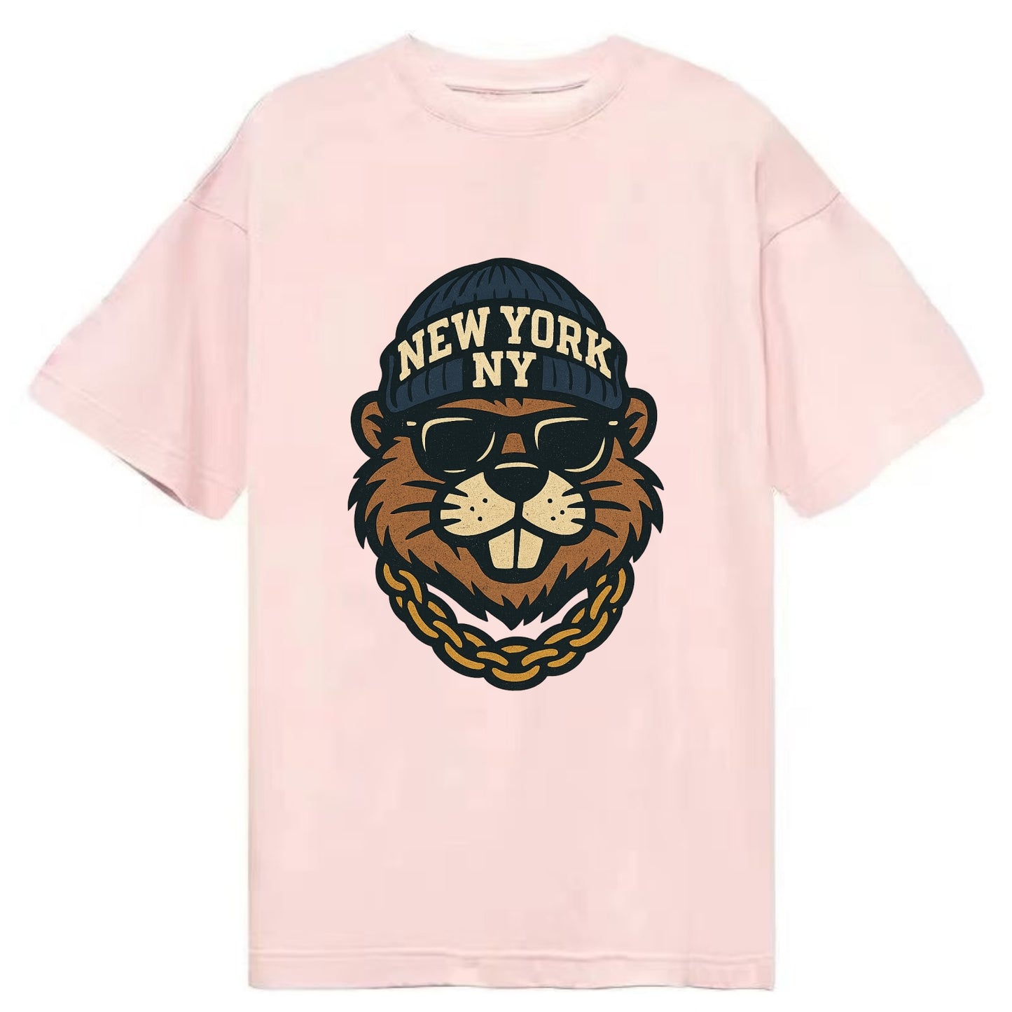 {"animal":"beaver","locationText":"NEW YORK","initials":"NY","beanieColor":"navy", - Classic T-shirt - Pink