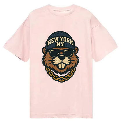{"animal":"beaver","locationText":"NEW YORK","initials":"NY","beanieColor":"navy", - Classic T-shirt - Pink