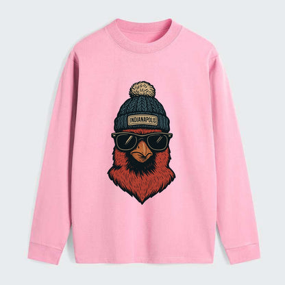 Indiana Cardinal wearing Indianapolis beanie with pom pom and wayfarer - Classic Long Sleeve Shirt - Pink