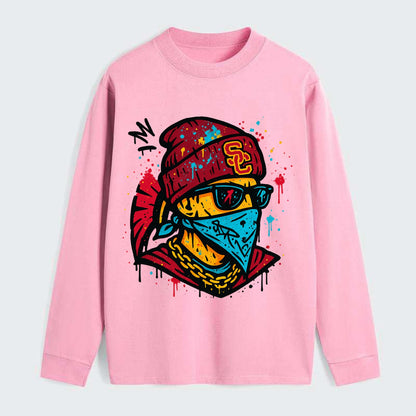 Los Angeles Trojan wearing USC beanie with SC patch - Classic Long Sleeve Shirt - Pink