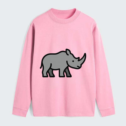 Rhinoceros - Gray with horn flat side profile - Classic Long Sleeve Shirt - Pink