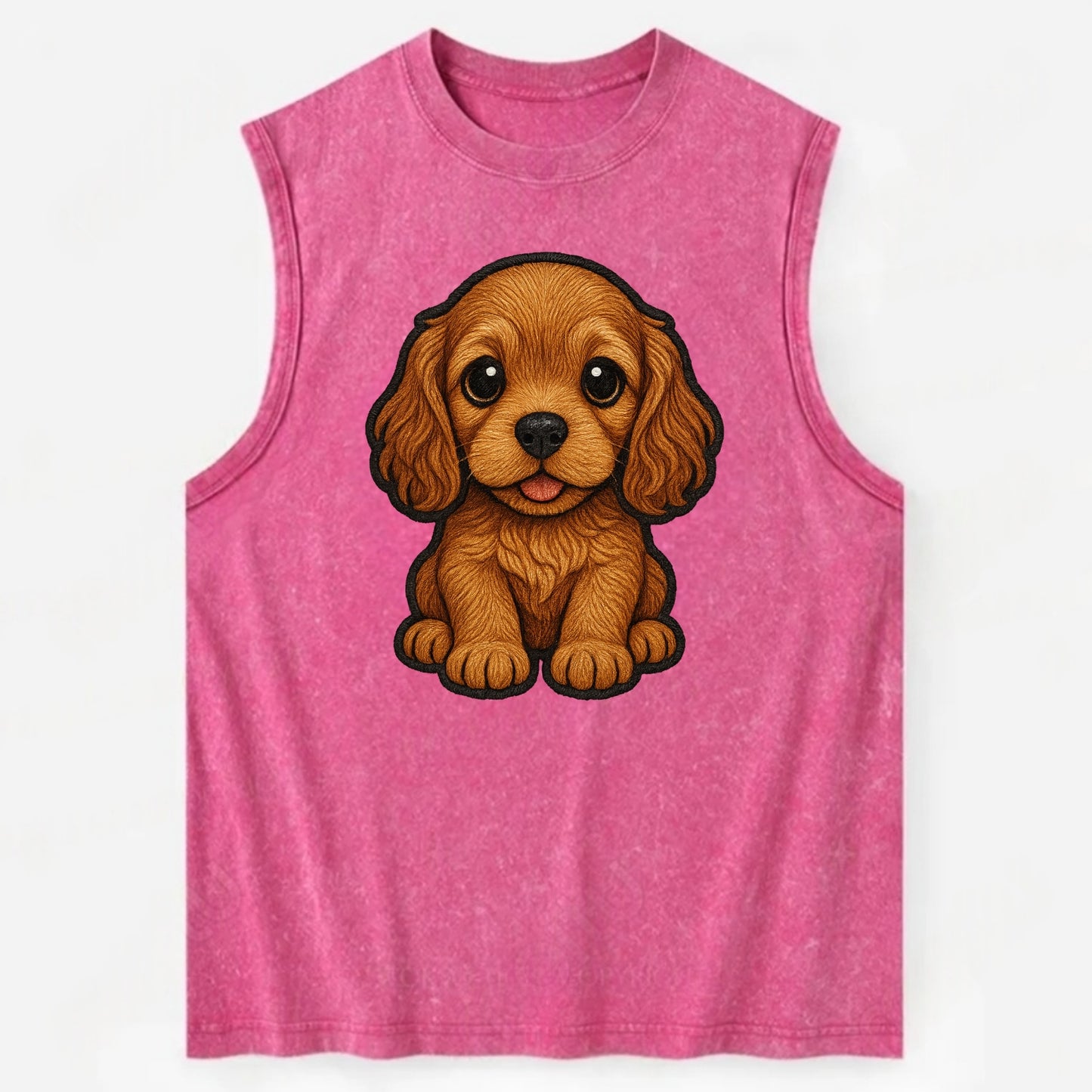Baby Cocker Spaniel Puppy - long wavy ears, soulful eyes, silky coat, - Vintage Washed Tank - Pink