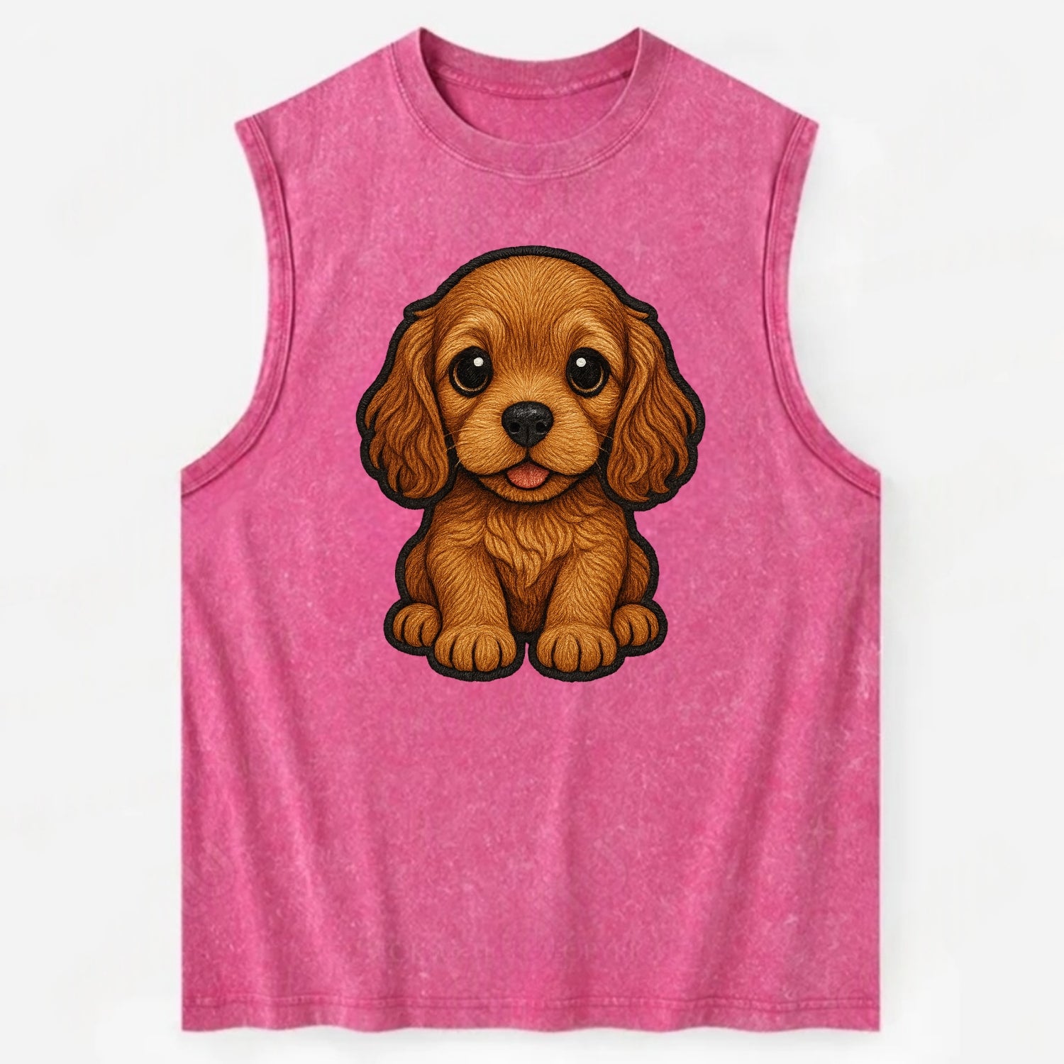 Baby Cocker Spaniel Puppy - long wavy ears, soulful eyes, silky coat, - Vintage Washed Tank - Pink