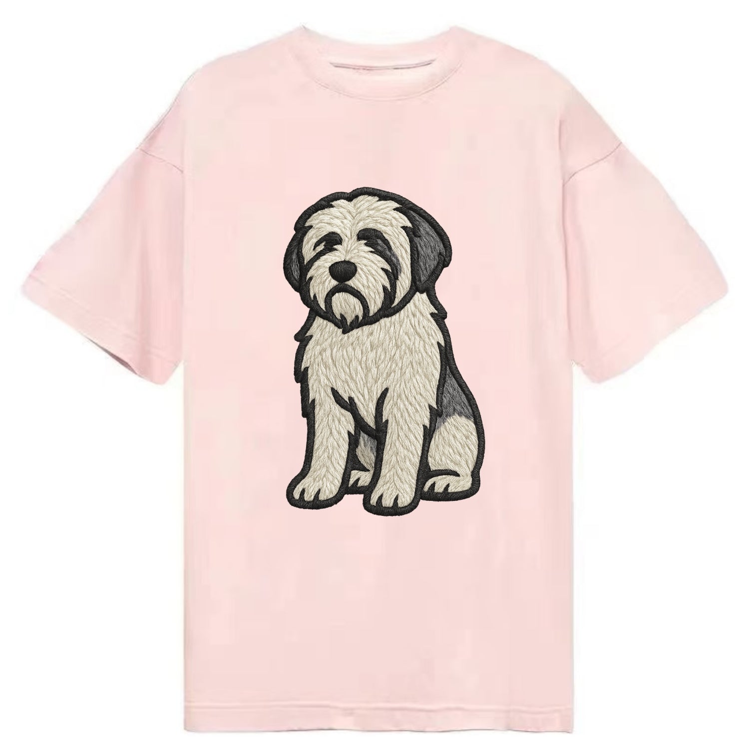 Polish Lowland Sheepdog - White and gray - Classic T-shirt - Pink