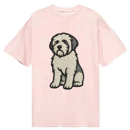 Polish Lowland Sheepdog - White and gray - Classic T-shirt - Pink