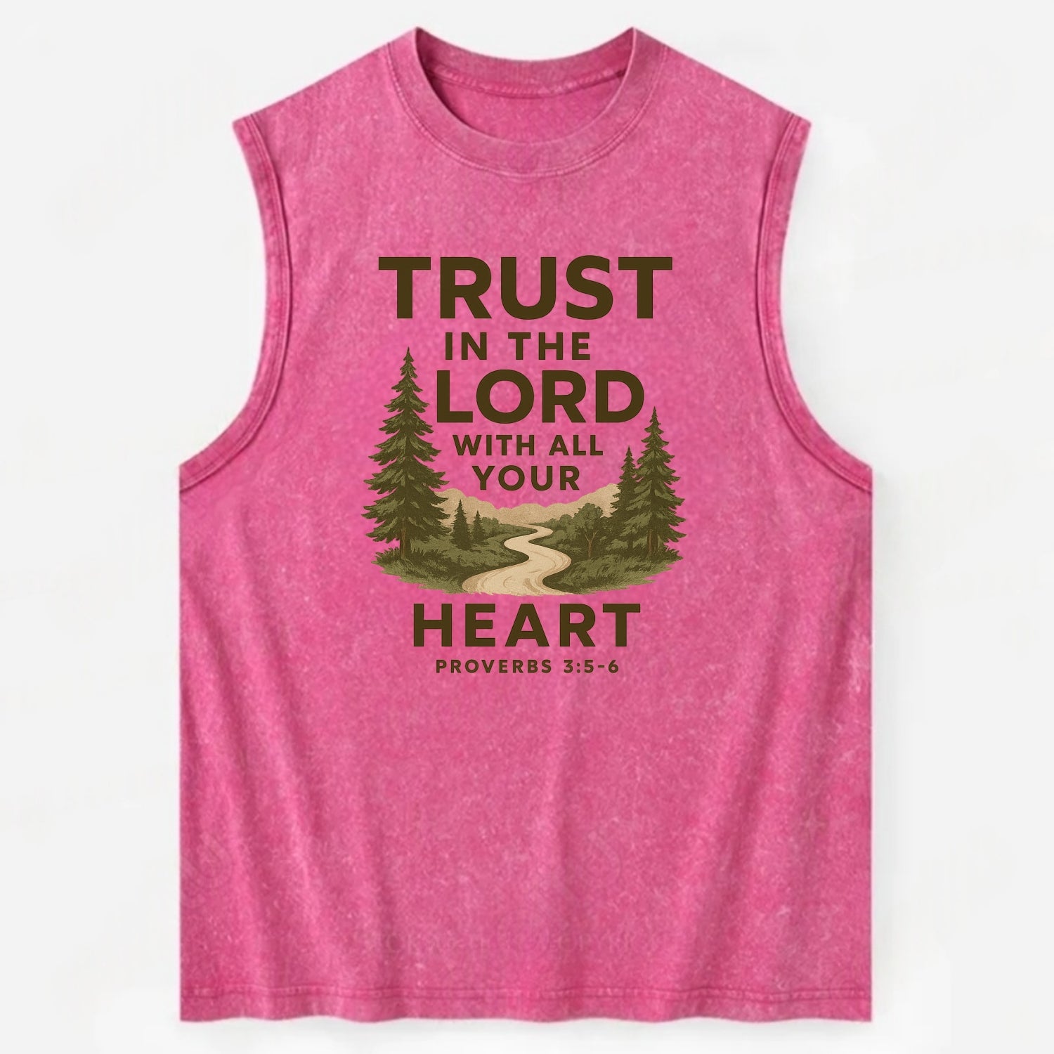 Proverbs 3:5-6 Path - Vintage Washed Tank - Pink