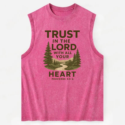 Proverbs 3:5-6 Path - Vintage Washed Tank - Pink
