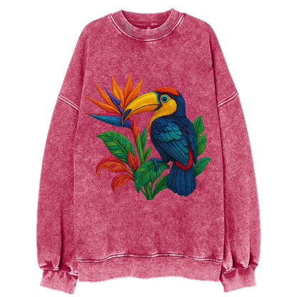 Toucan Paradise - Vintage Sweatshirt - Pink