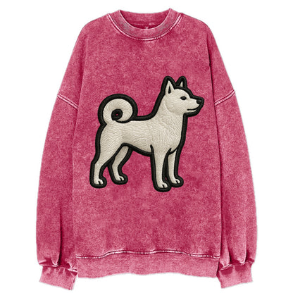 Kishu Ken - Contemporary white hunter de - Vintage Sweatshirt - Pink