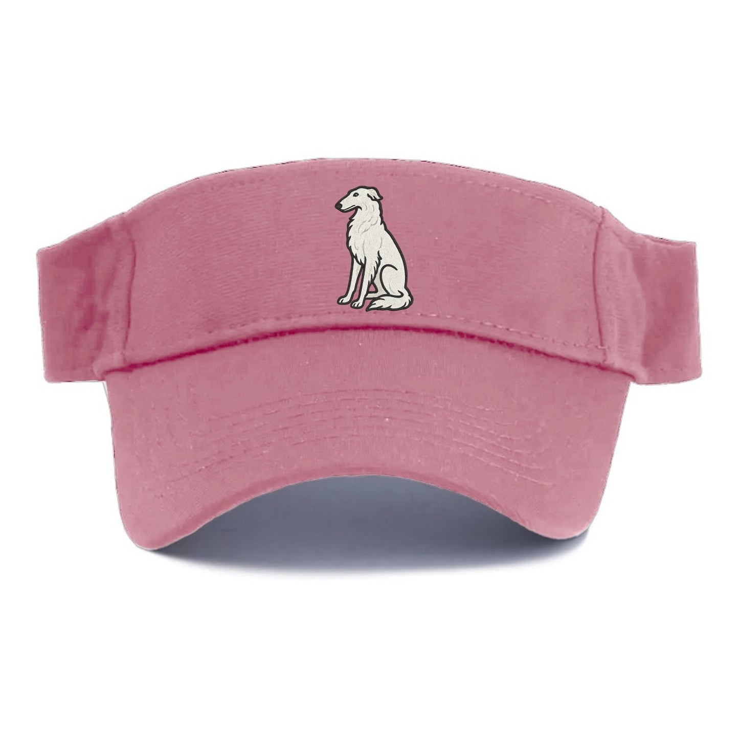 Borzoi - White embroidered sitting pose - Visor - Pink