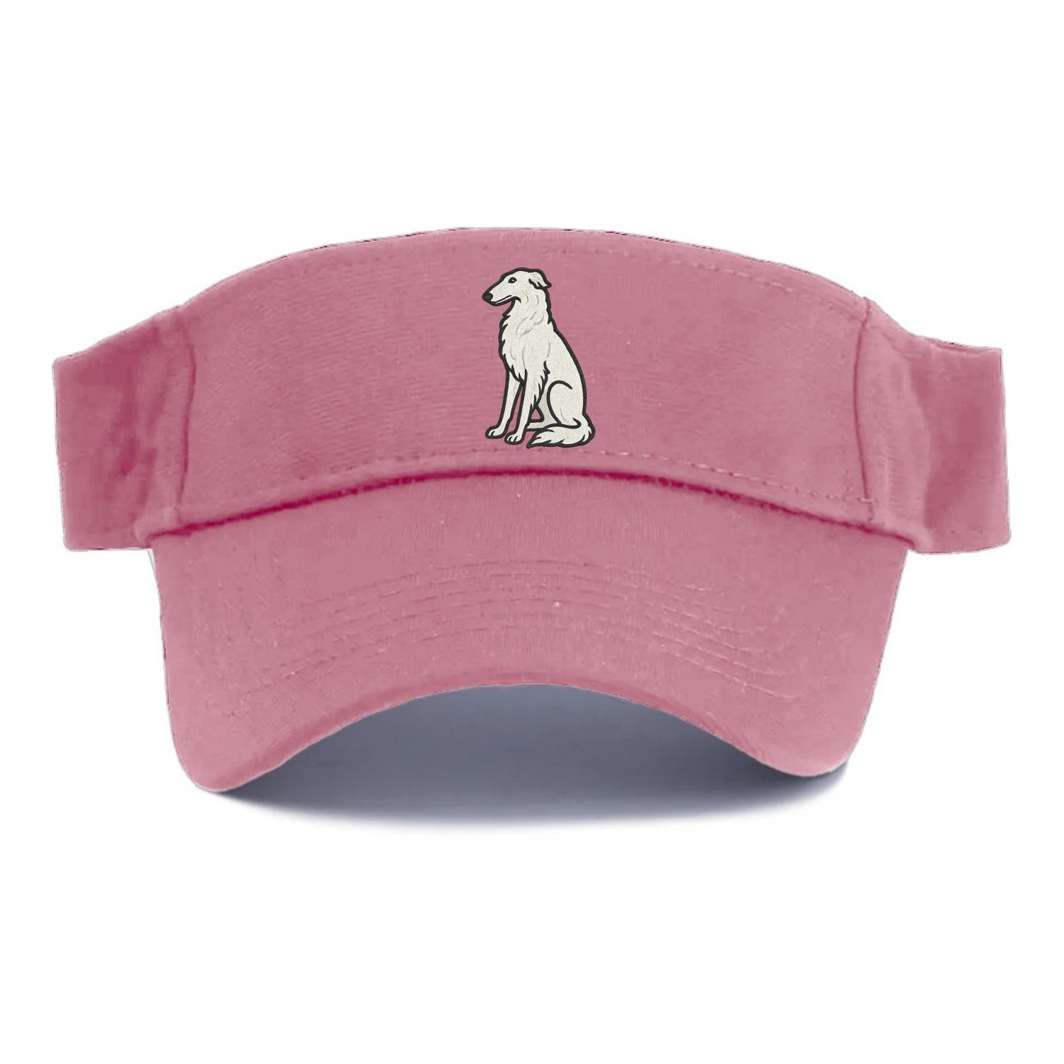 Borzoi - White embroidered sitting pose - Visor - Pink