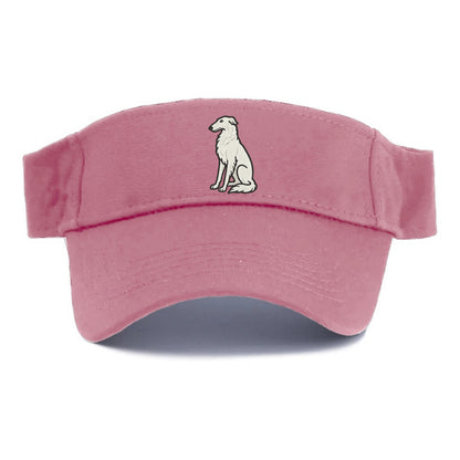 Borzoi - White embroidered sitting pose - Visor - Pink