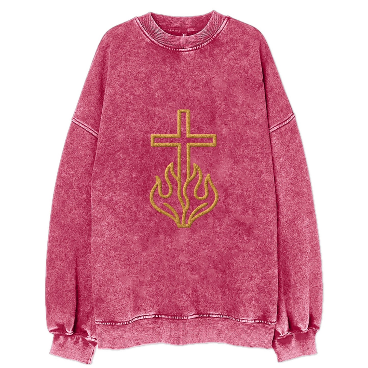 Burning Bush Cross  - Vintage Sweatshirt - Pink