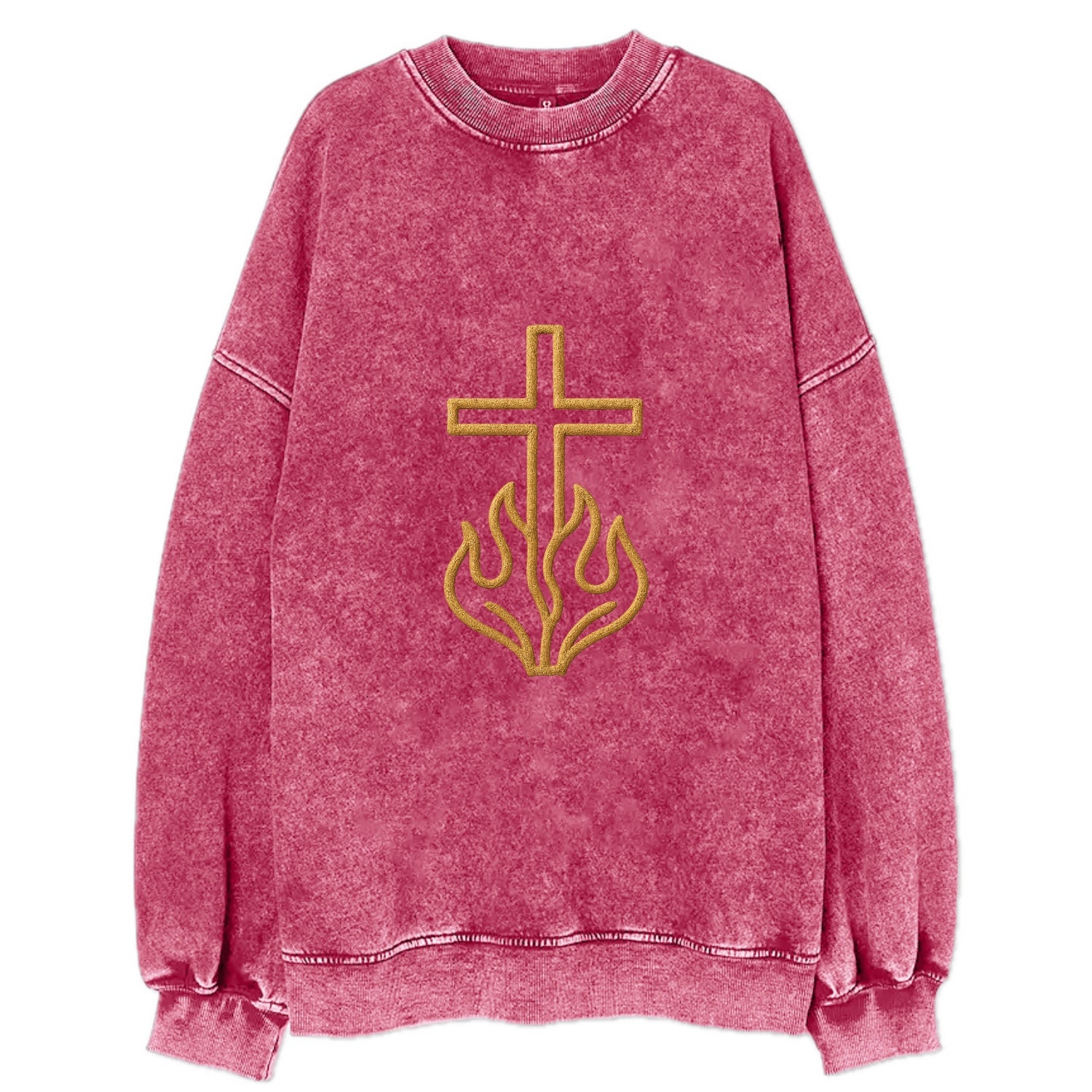 Burning Bush Cross  - Vintage Sweatshirt - Pink
