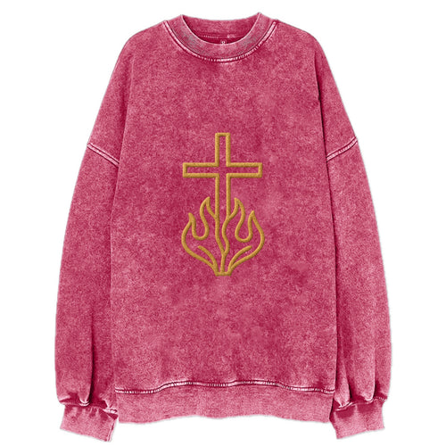 Burning Bush Cross  - Vintage Sweatshirt