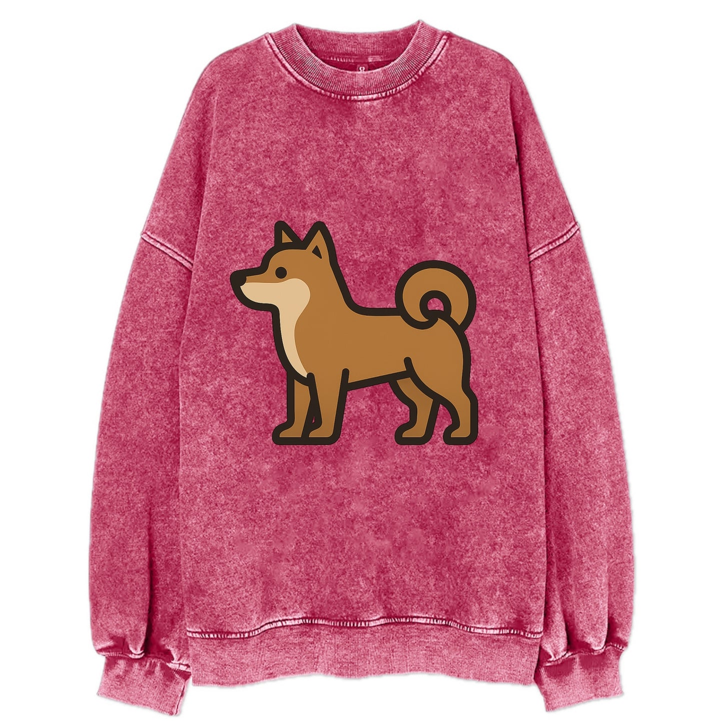 Shiba Inu - Red sesame flat side profile - Vintage Sweatshirt - Pink