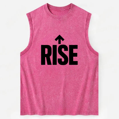 Bold typography design - "RISE" - getting up, ascending, elevating - Vintage Washed Tank - Pink