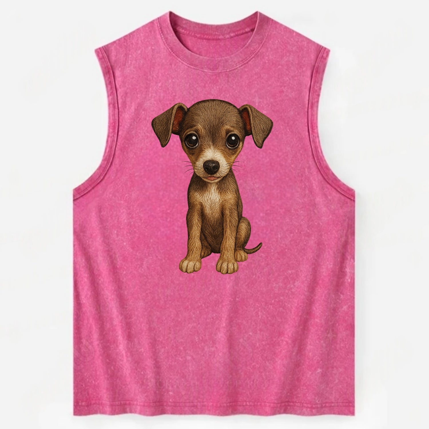 Baby Italian Greyhound Puppy - sleek tiny body, long legs, gentle eyes, - Vintage Washed Tank - Pink