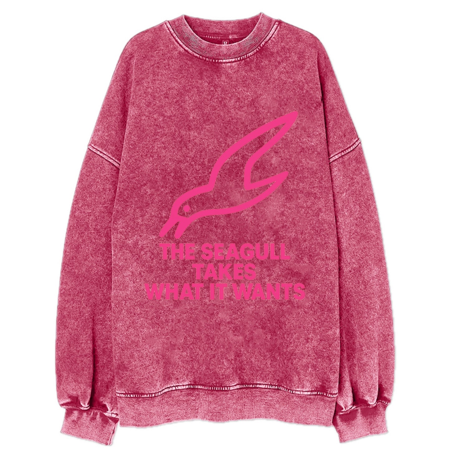 THE SEAGULL TAKES WHAT IT WANTS | Aggressive seagull diving down - Vintage Sweatshirt - Pink