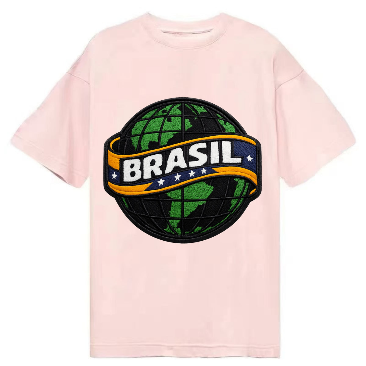 BRAZILIAN FLAG GLOBE - green globe with banner in green yellow blue , Brasil - Classic T-shirt - Pink