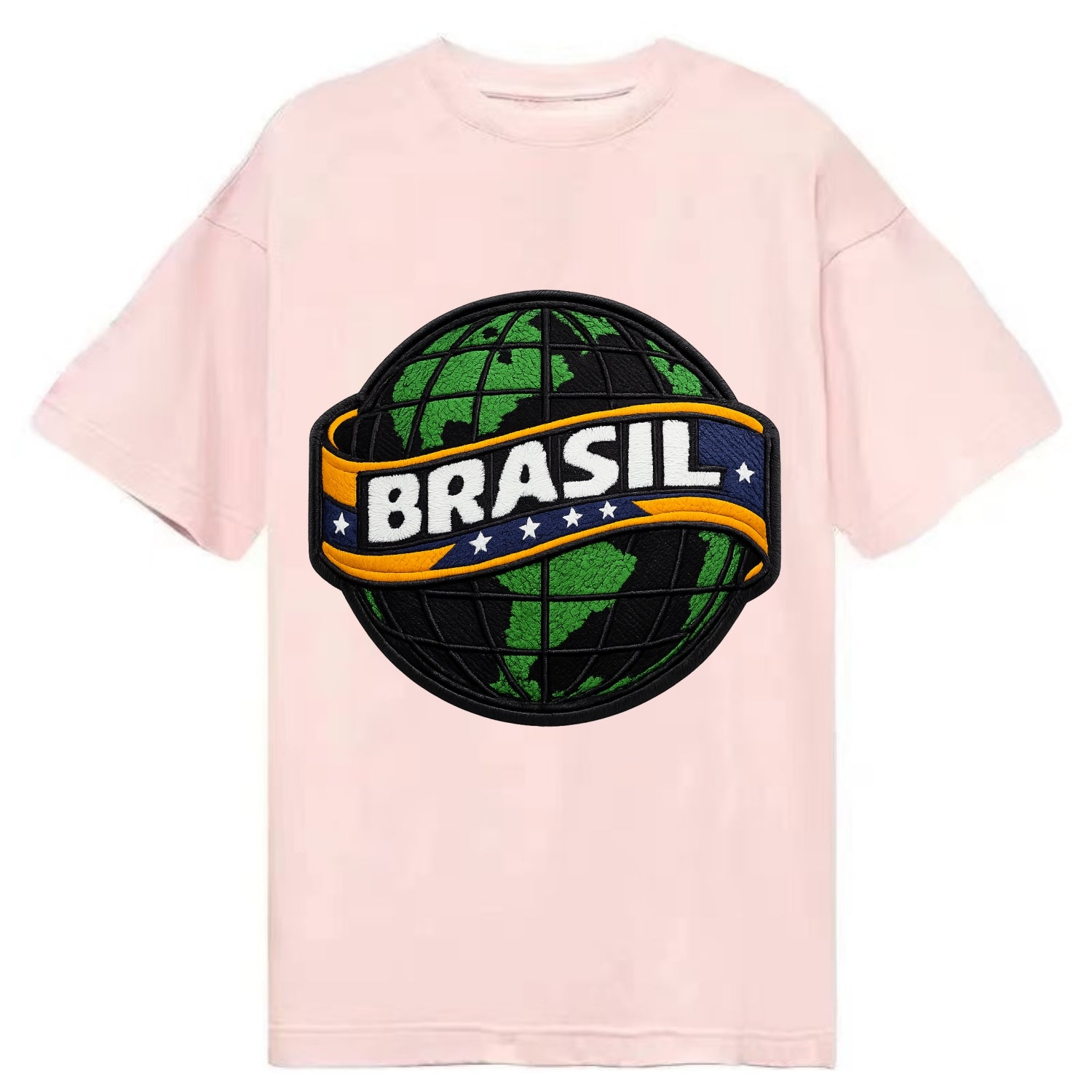 BRAZILIAN FLAG GLOBE - green globe with banner in green yellow blue , Brasil - Classic T-shirt - Pink