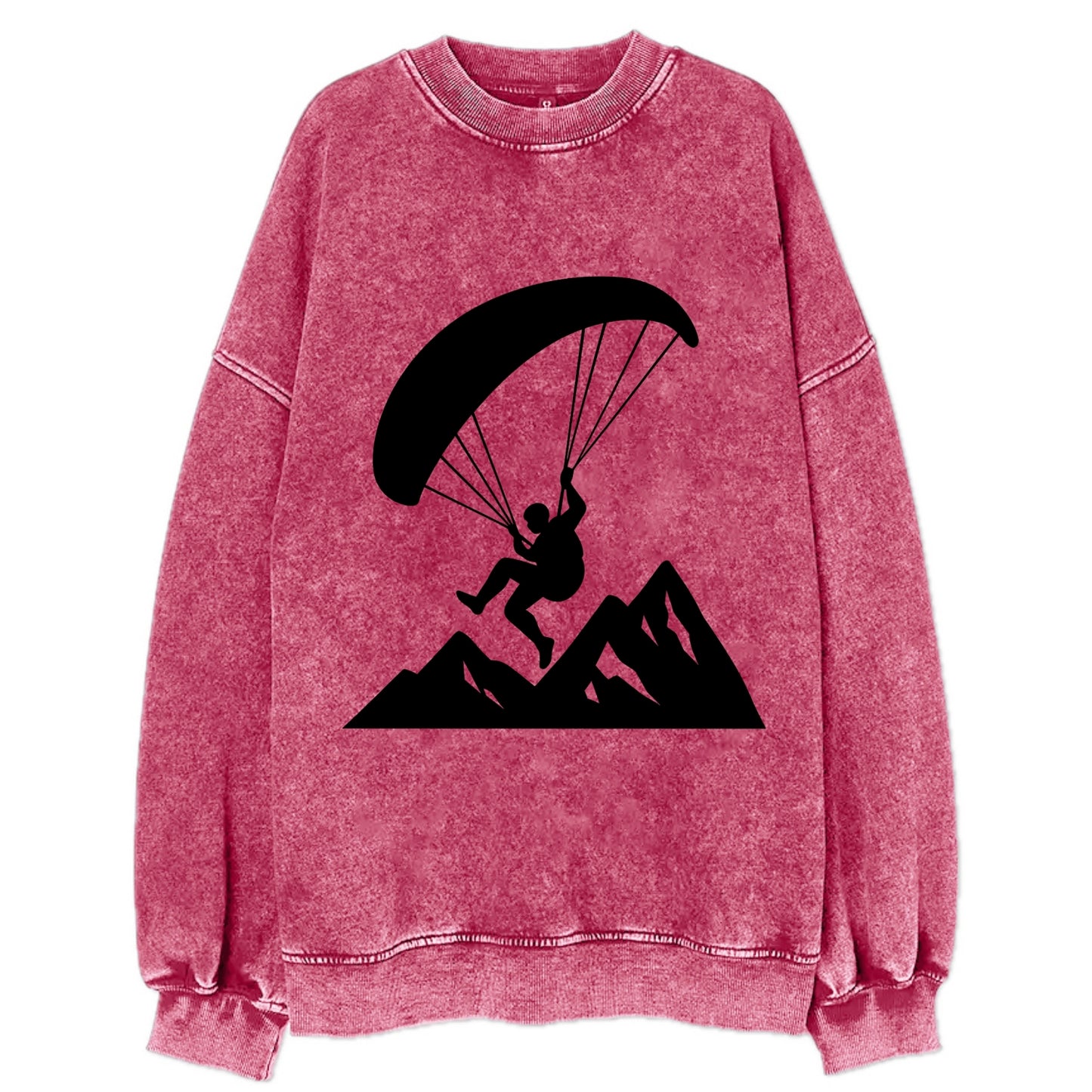 Paraglider soaring over mountain peaks - Vintage Sweatshirt - Pink