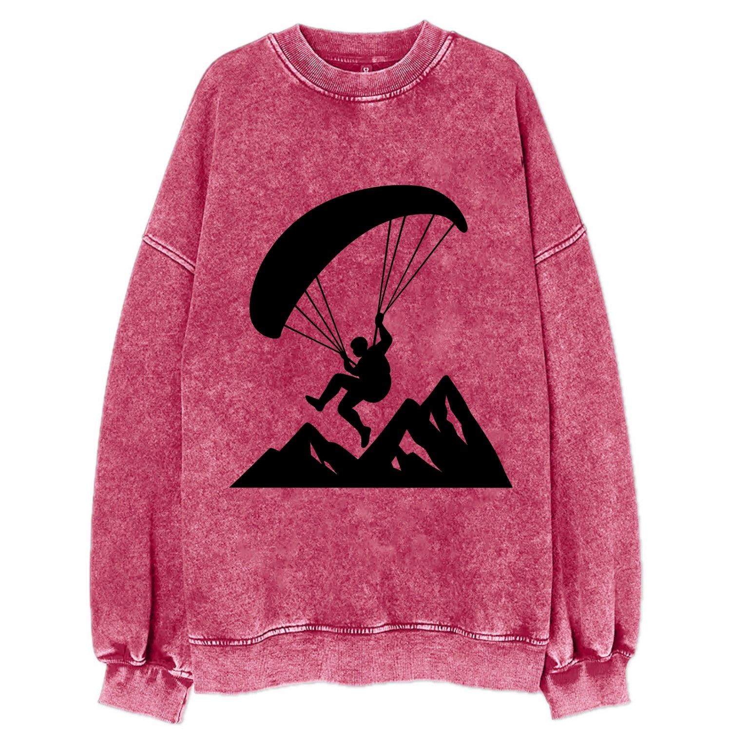 Paraglider soaring over mountain peaks - Vintage Sweatshirt - Pink