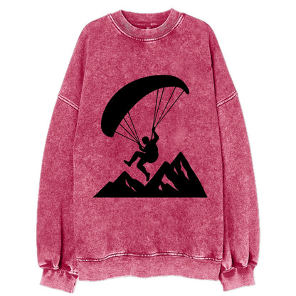 Paraglider soaring over mountain peaks - Vintage Sweatshirt - Pink