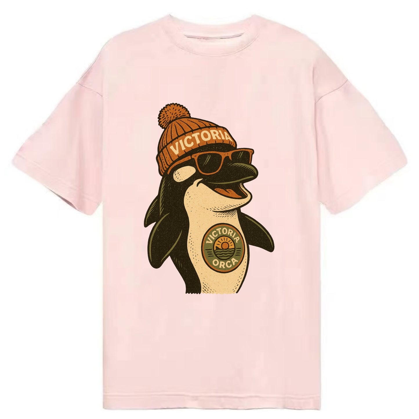 Victoria Orca wearing Victoria beanie wi - Classic T-shirt - Pink