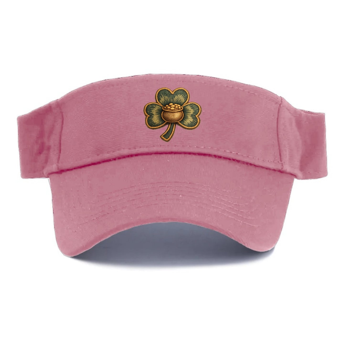 ST PATRICKS CLOVER - lucky clover with gold in green and gold , Irish luck - Visor - Pink