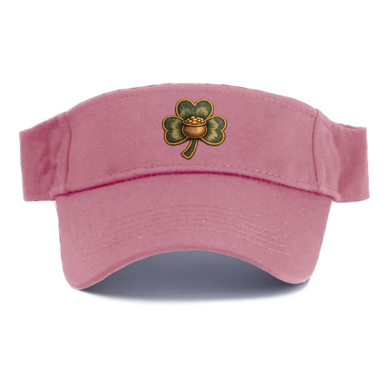 ST PATRICKS CLOVER - lucky clover with gold in green and gold , Irish luck - Visor - Pink