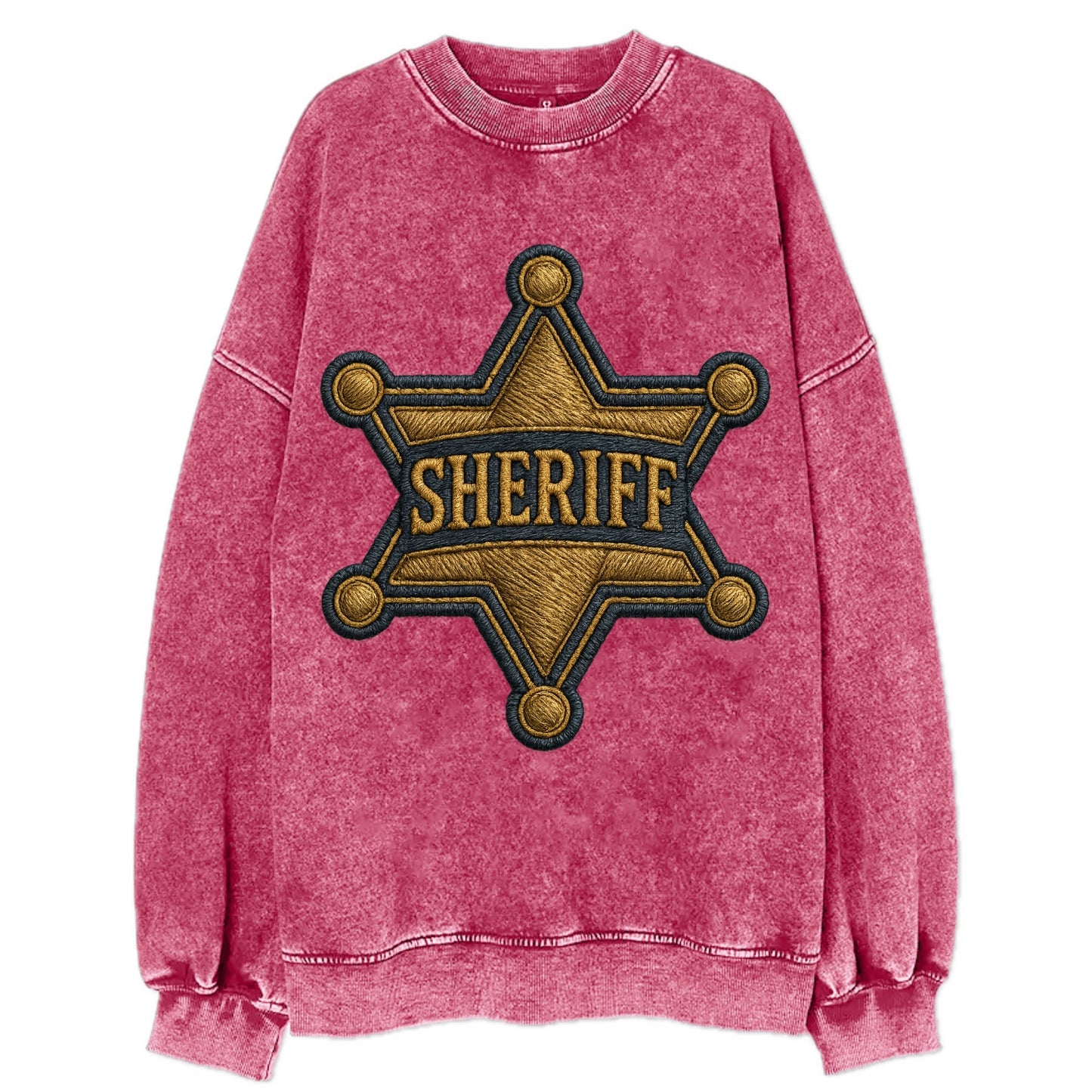 Sheriff Badge  - Vintage Sweatshirt - Pink