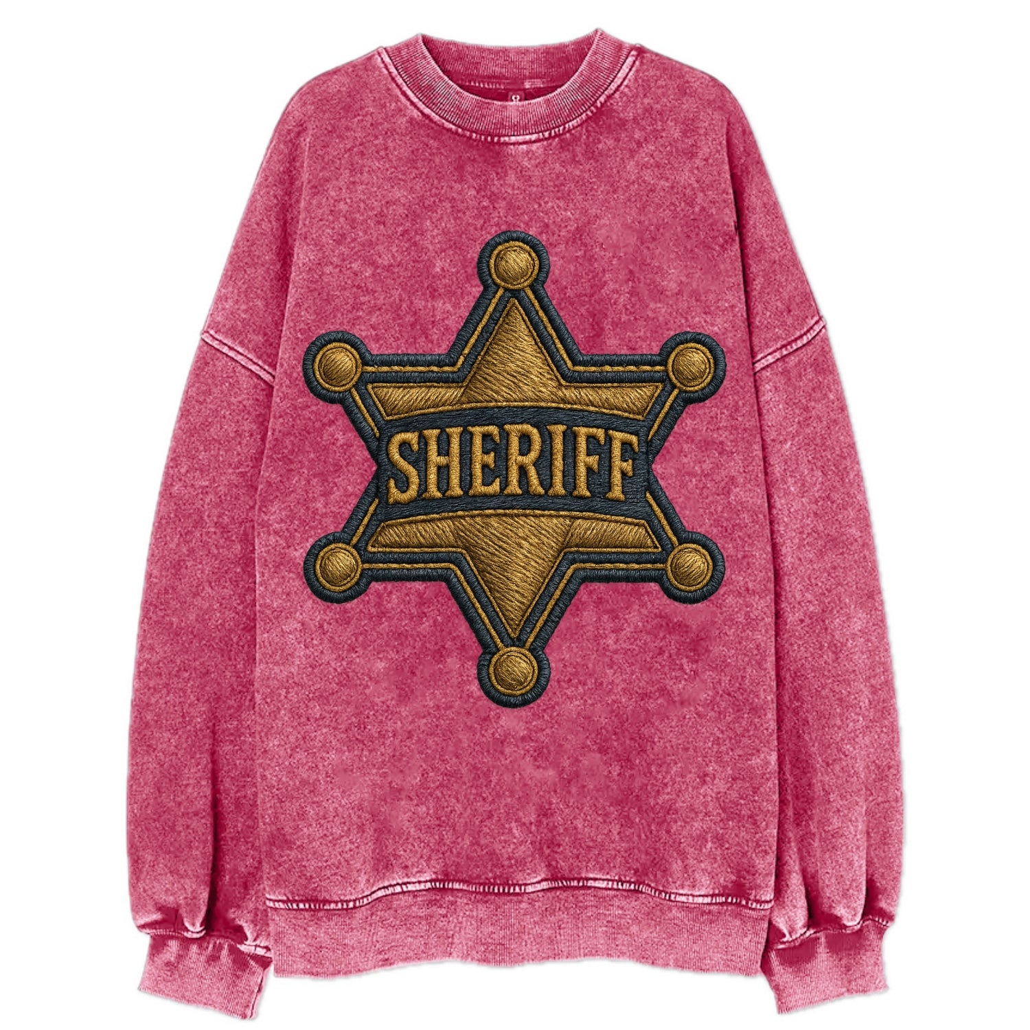 Sheriff Badge  - Vintage Sweatshirt - Pink