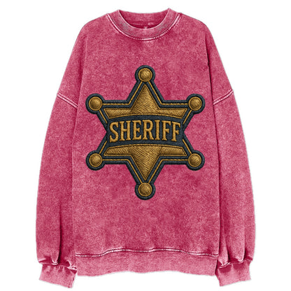 Sheriff Badge  - Vintage Sweatshirt - Pink