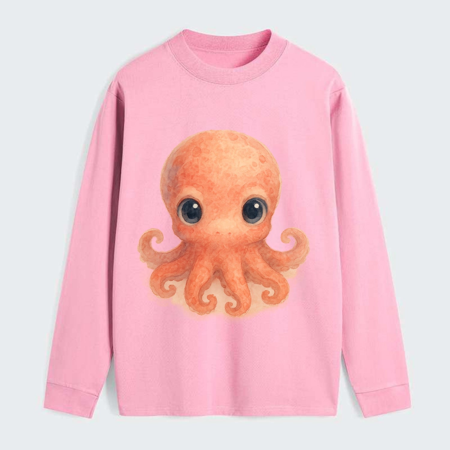 Baby Octopus - red-orange, eight tiny tentacles curled, large - Classic Long Sleeve Shirt - Pink