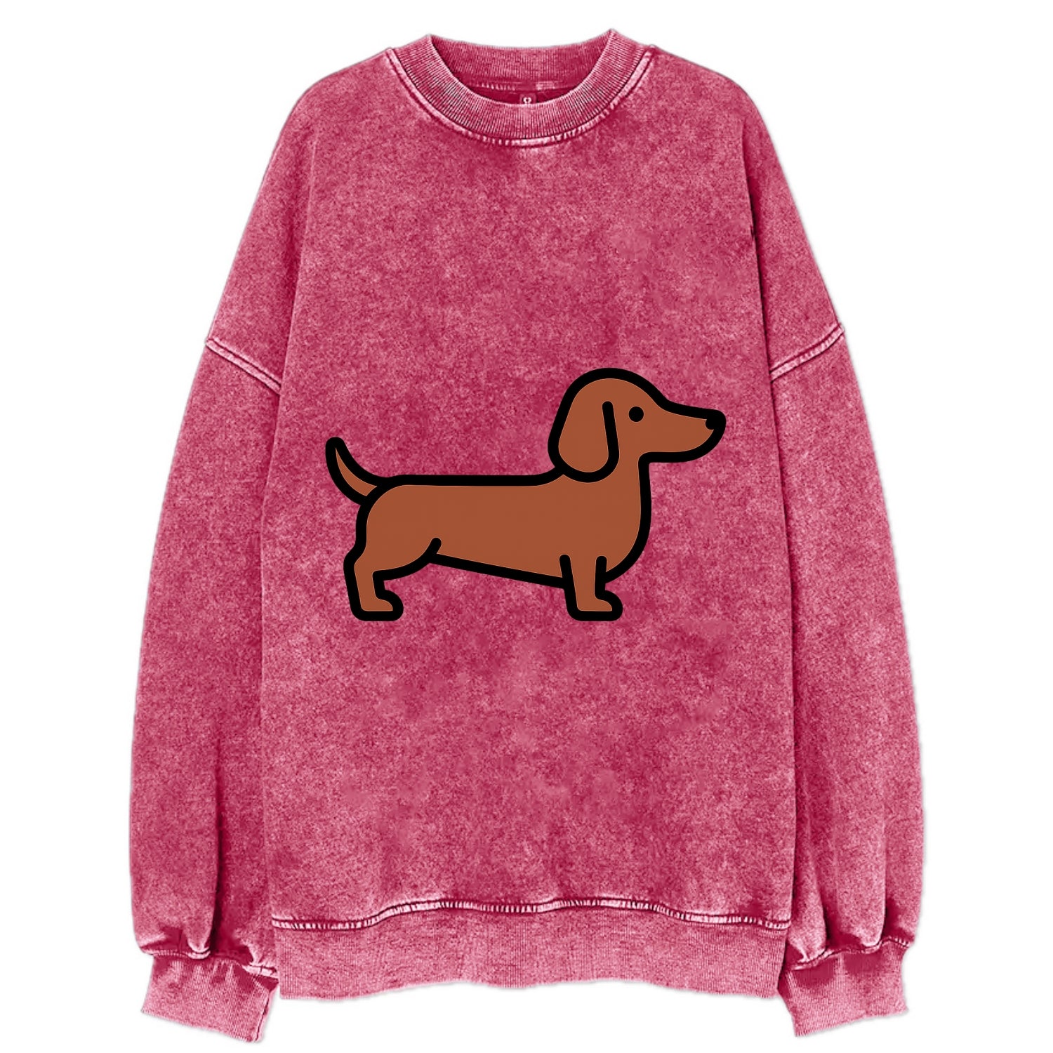 Dachshund - Red/brown smooth flat side profile - Vintage Sweatshirt - Pink