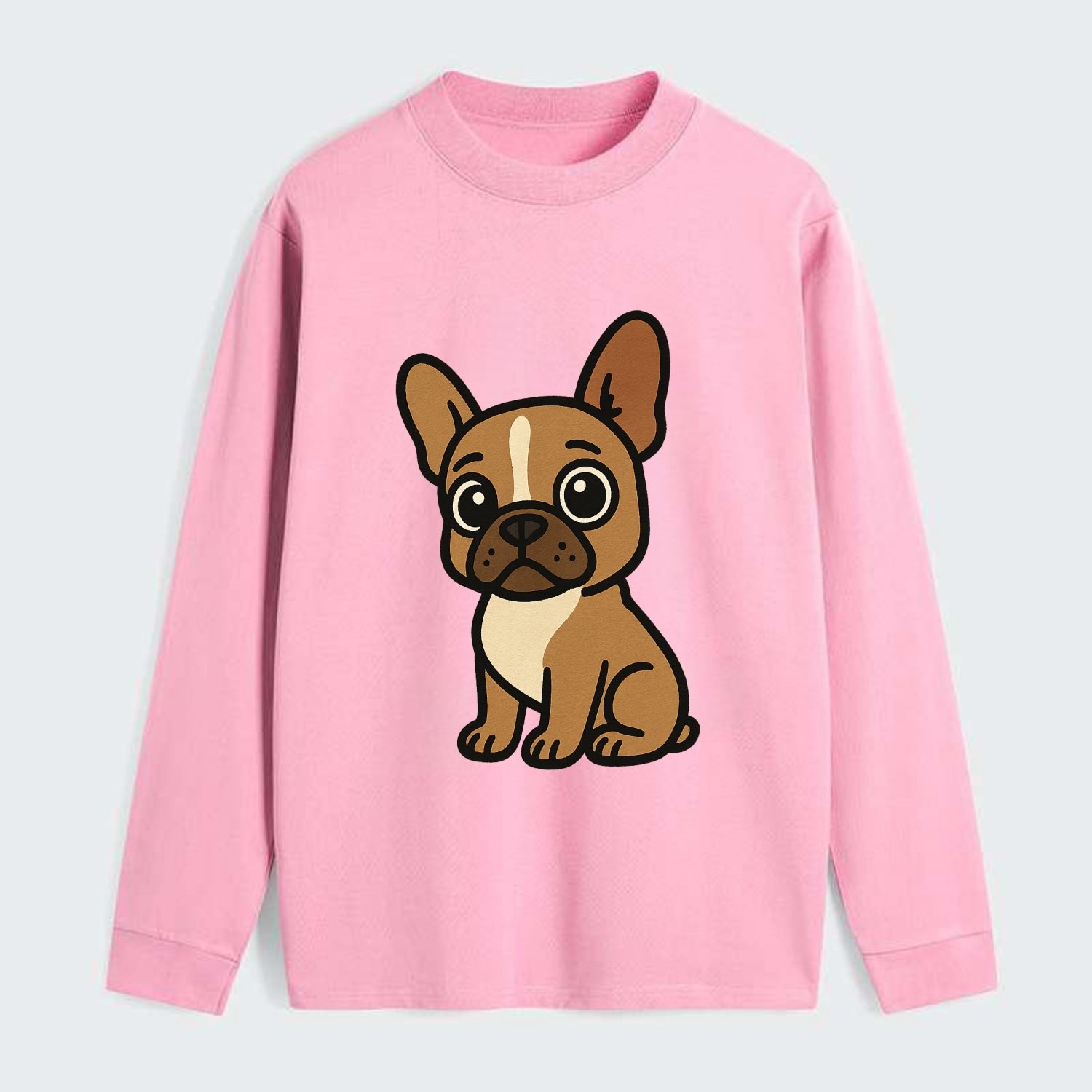 French Bulldog - Head tilt one ear up - Classic Long Sleeve Shirt - Pink