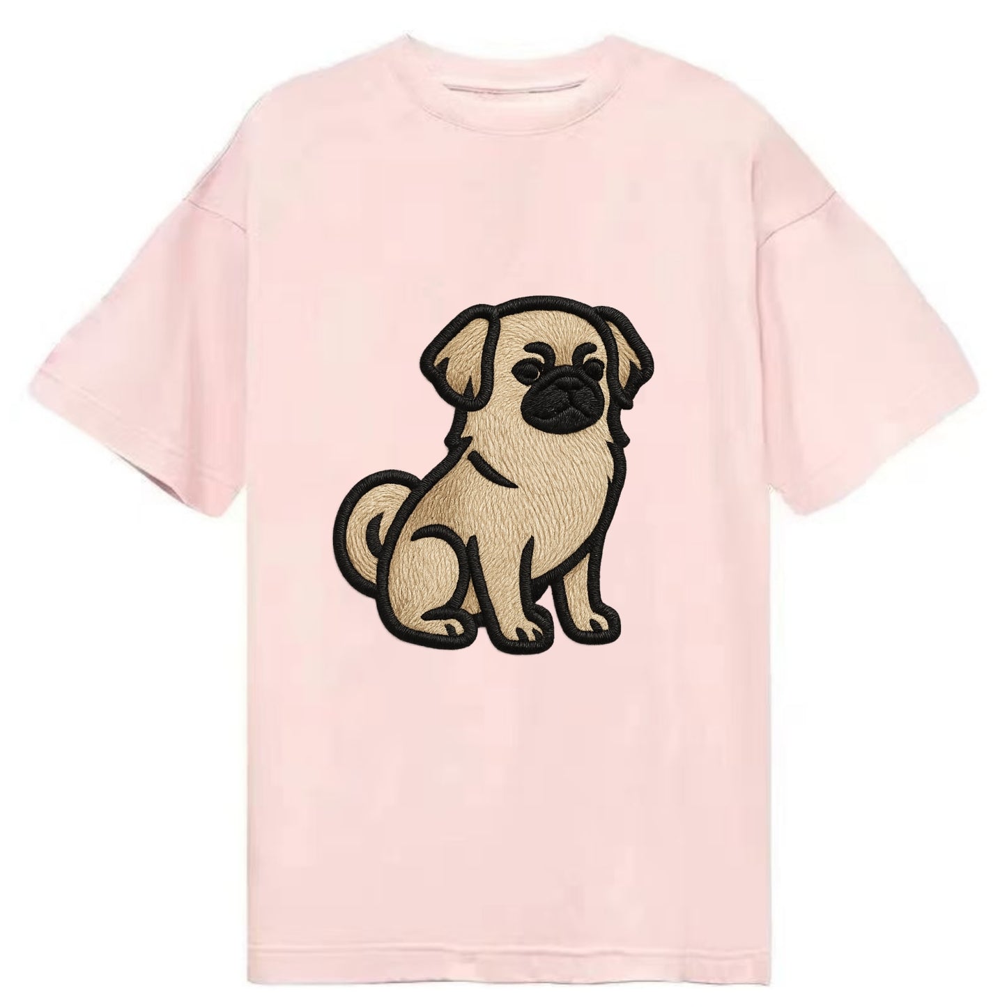 Tibetan Spaniel - Fawn small dog embroid - Classic T-shirt - Pink